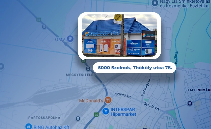 Térkép, amely az fizikai üzletet és környékét mutatja.